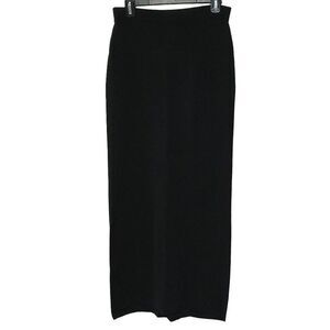 Carmen Marc Valvo Black Midi Skirt Rayon Knit Pull-On 11" Side Vent Sz Small